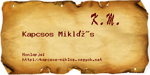 Kapcsos Miklós névjegykártya